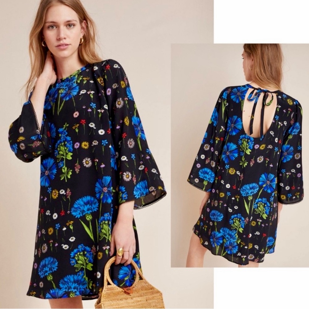 Maeve Anthropologie, Lucinda Silk dress - black floral - Medium - New w/o tags
